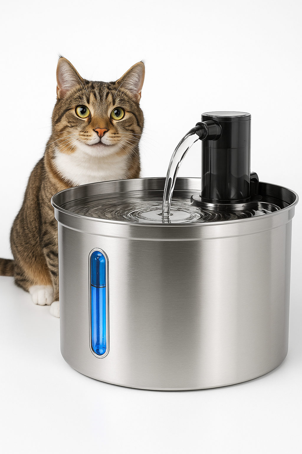Bebedouro Fonte de Água Inox 3L para Gatos e Cães – Silenciosa com Filtro Duplo